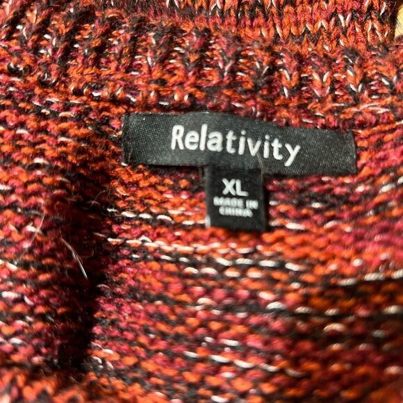RELATIVITY Burgundy Stretchy Long Sleeve Sweater size XL - Picture 8 of 10